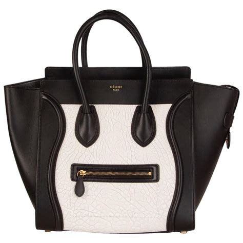 celine mini luggage black and white|Celine mini luggage tote used.